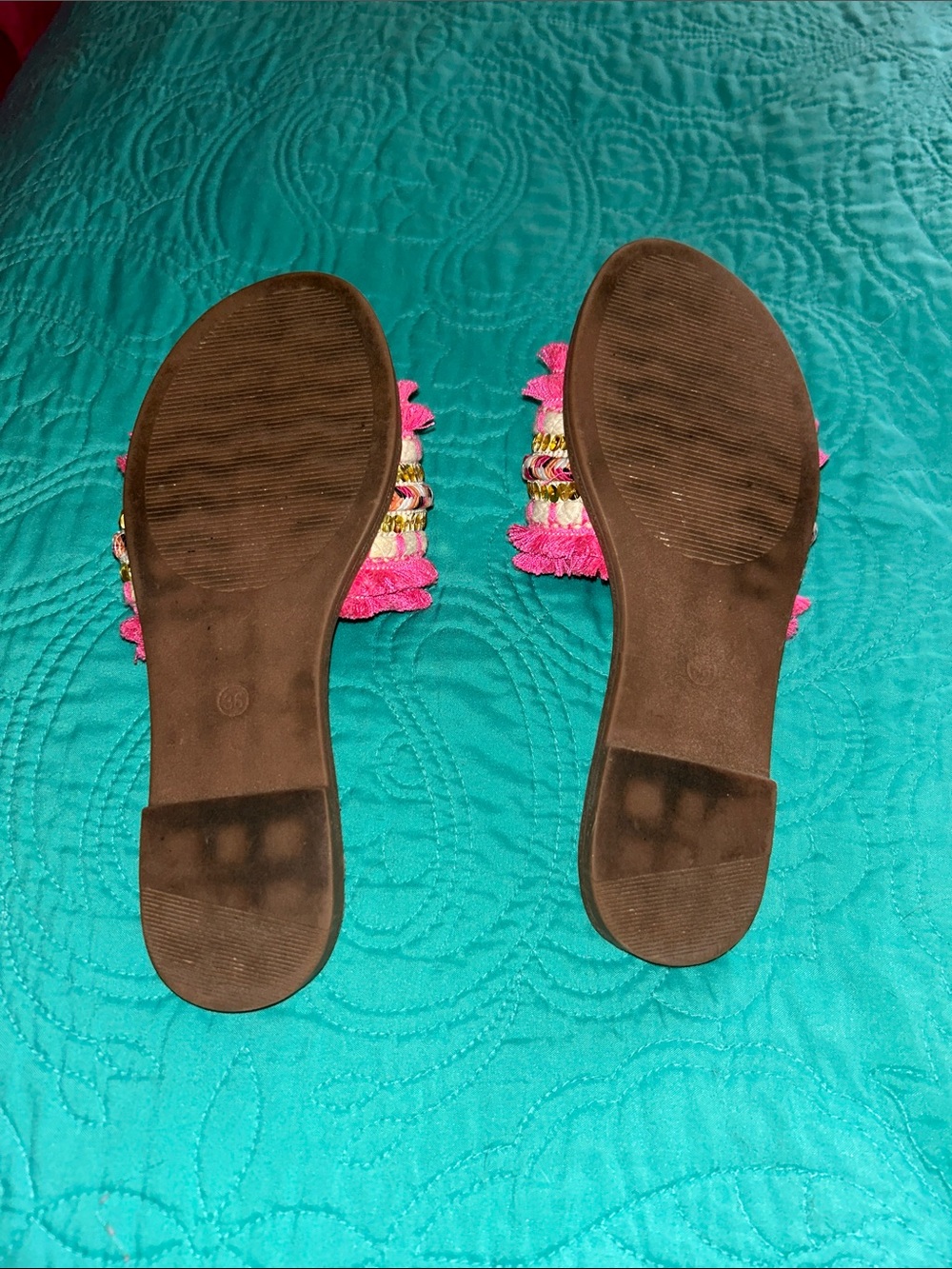 Bright Pink Embellished Slide Sandals - Unknown Brand - Picture 2 of 4
